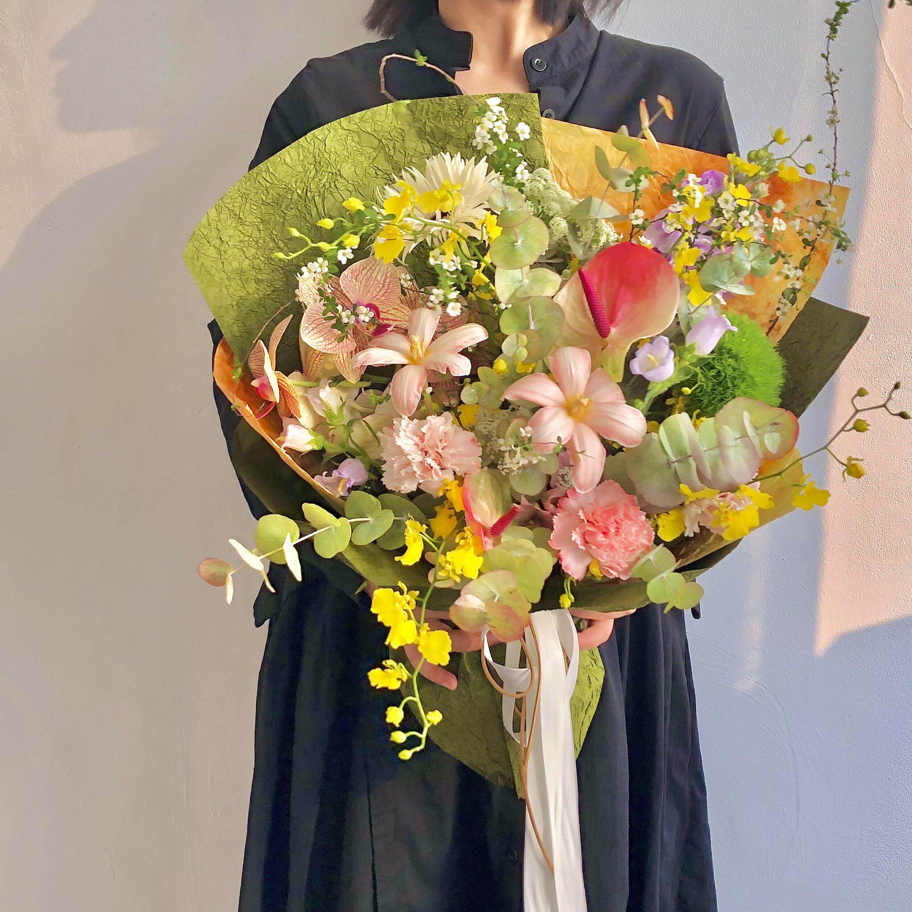 兰苕花室郁金香蝴蝶兰混搭田园自然风花束教师节送老师上海鲜花