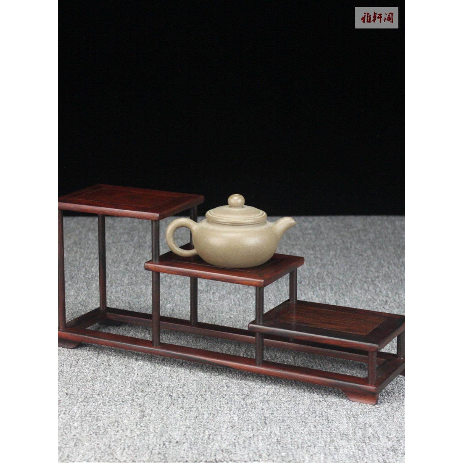 红酸枝微凹黄檀连台展示架工艺品盆景摆件紫砂壶底座红木小博古架