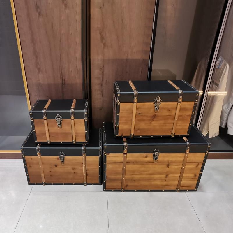 复古木箱实木开盖收纳箱大容量储物箱带锁收纳盒百宝箱木质整理箱