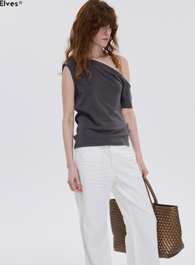 vodka elves -Fluffy clouds 荡领斜肩堆叠舒适T恤女