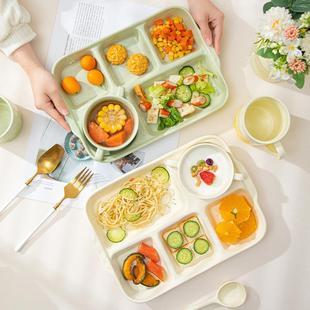 奶油风色釉一人食陶瓷分隔盘早餐盘创意减脂餐盘快餐盘子陶瓷餐具