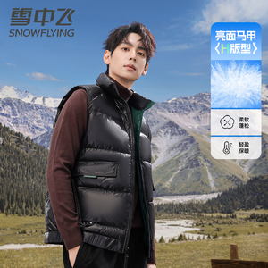 雪中飞男士羽绒马甲外穿2024冬季新款加厚亮面男款马夹立领背心