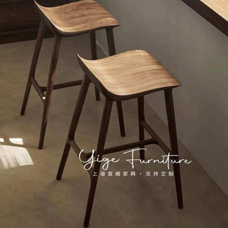 北美黑黑胡桃木吧台椅岛台高脚椅北欧全实木咖啡厅吧台凳休闲椅,住宅家具,餐椅,淘宝优惠券,粉丝福利购,淘宝优惠卷