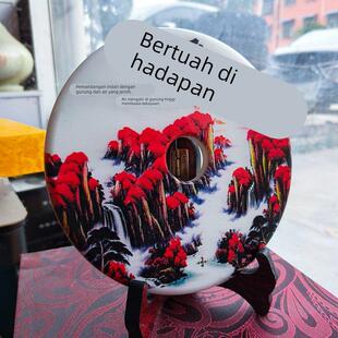 天然玉石平安扣摆件玉璧创意玄关石头装饰品客厅室内风水招财摆件