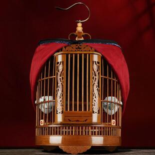 鸟笼子大号贵州画眉笼竹子大全套配件圆笼鹩哥八哥鸟笼子竹制