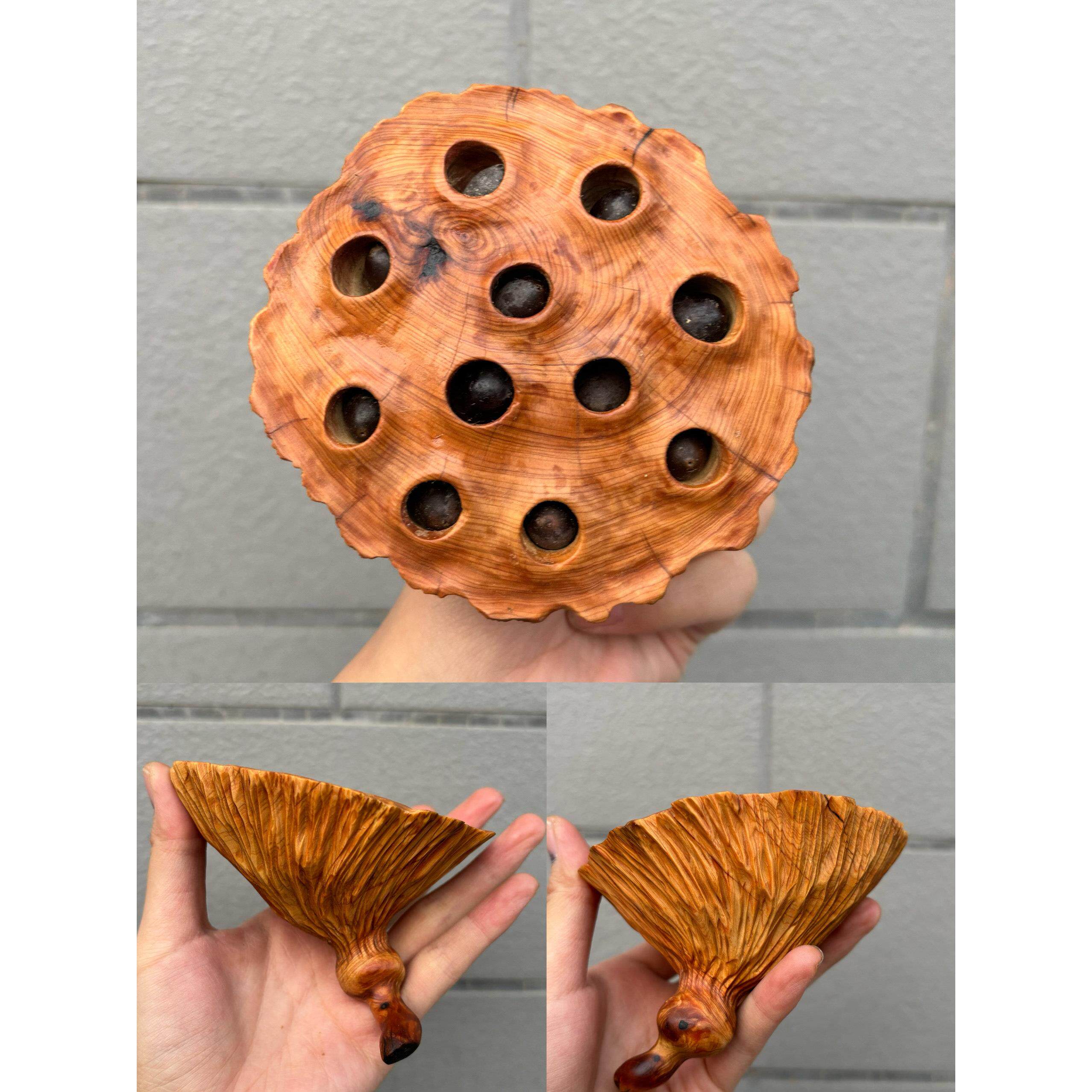 崖柏手工雕刻莲蓬手把件文玩工艺摆饰天然客厅手串