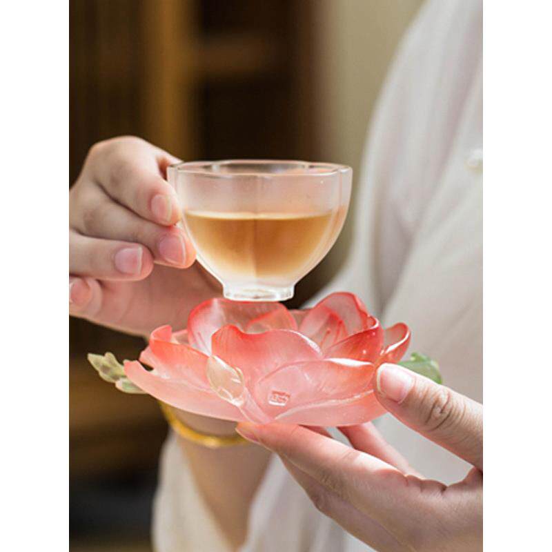 心缘堂琉璃腊梅茶杯托十二花神牡丹烛台茶席置景杯垫功夫茶道配件图片