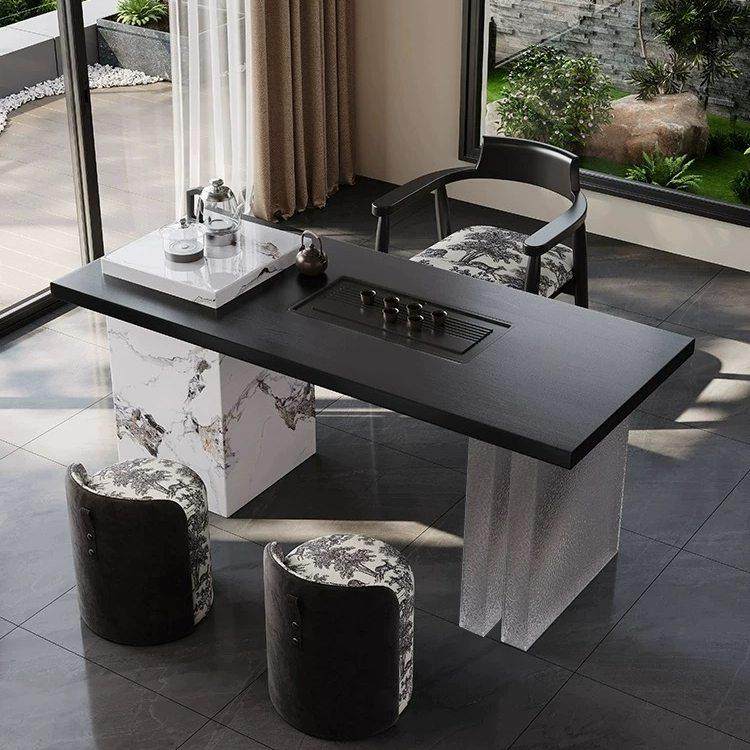 意式岩板茶桌椅组合2025新款高端客厅压克力黑色高级实木阳台茶台,住宅家具,家用茶台/茶桌,淘宝优惠券,粉丝福利购,淘宝优惠卷