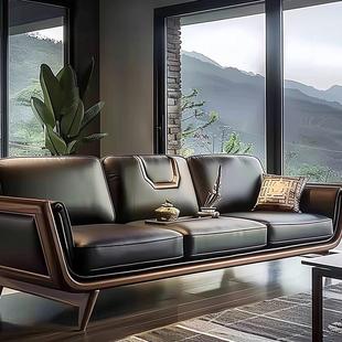 北美黑胡桃木新中式实木罗汉床小户型客厅简约现代2025新款贵妃榻