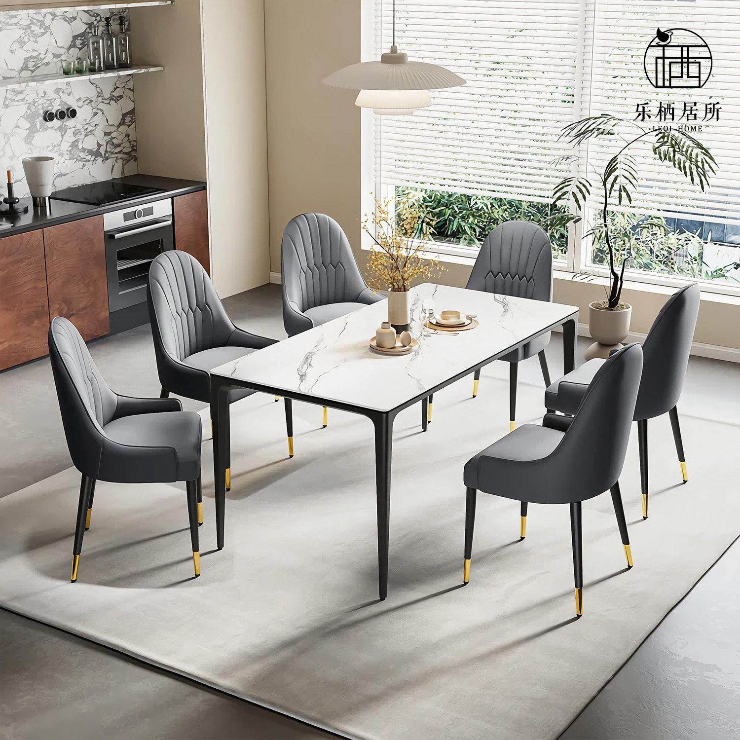 意式极简岩板餐桌家用小户型铝合金饭桌长方形现代简约餐桌椅组合,住宅家具,岩板餐桌,淘宝优惠券,粉丝福利购,淘宝优惠卷