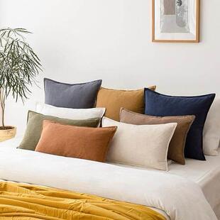 100%亚麻抱枕套床头大靠枕长方形靠垫腰枕靠背60*60 65*65 60*80