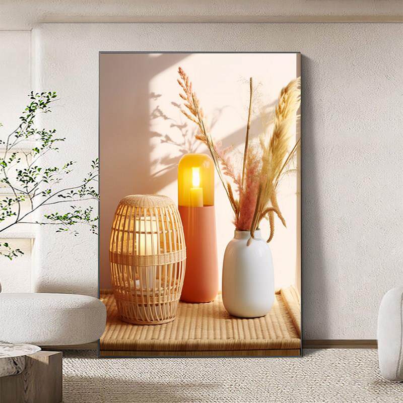 光影植物客厅装饰画北欧静物治愈系沙发背景壁画走廊过道竖版挂画