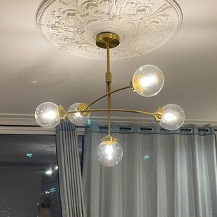 全铜客厅北欧玻璃球吊灯魔豆灯餐厅分子卧室灯极简意大利服装店灯