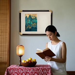 新中式青绿山水装饰画 画现代简约客厅茶室挂画 画古韵山林国风玄