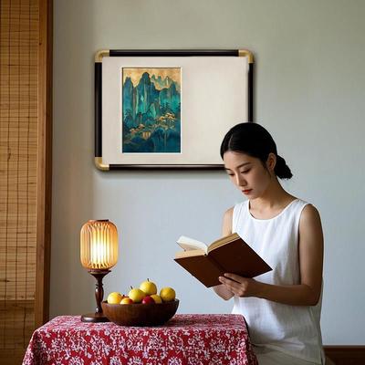 新中式青绿山水装饰画 画现代简约客厅茶室挂画 画古韵山林国风玄