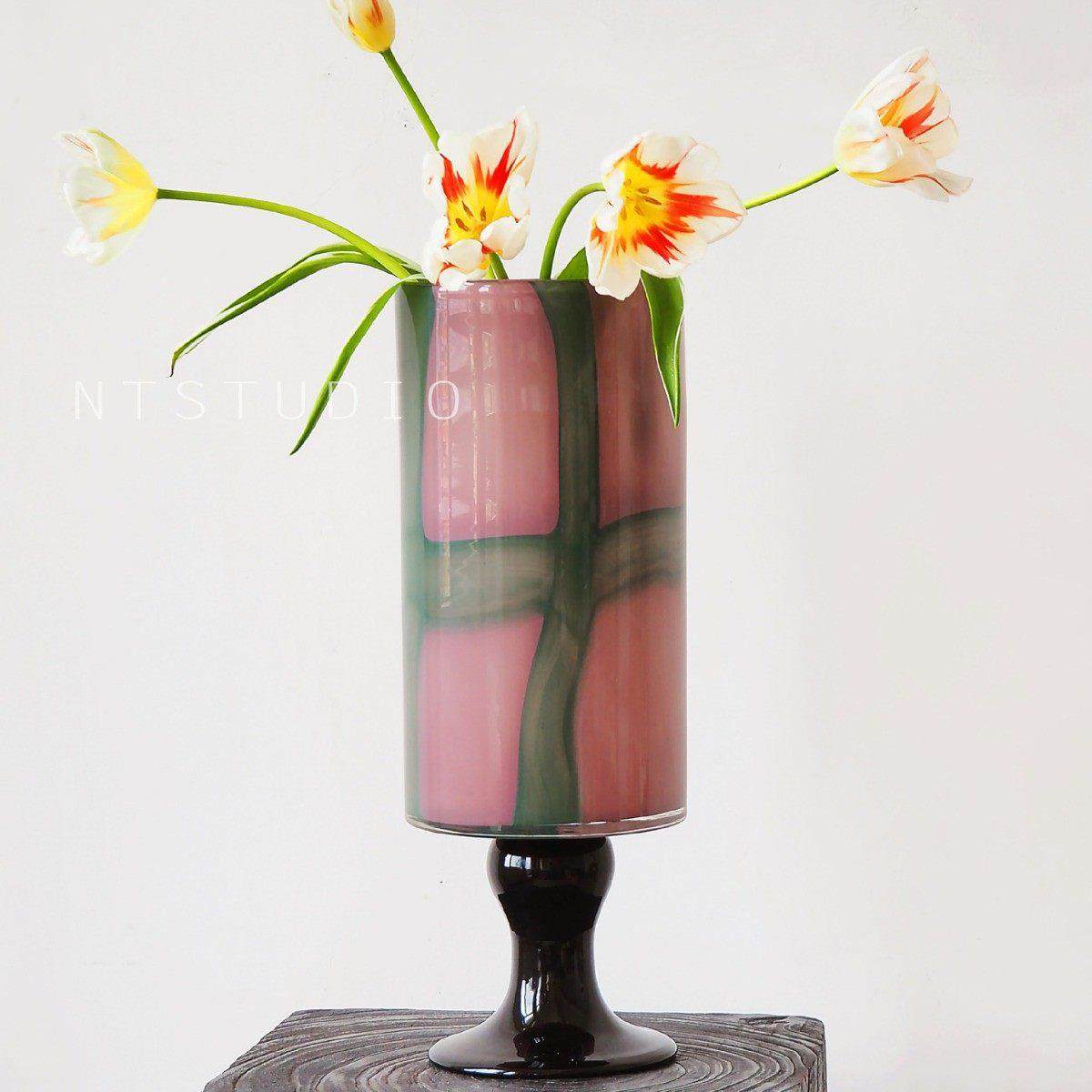 原创设计彩色高中世纪釉面玻璃花瓶新中国风在高端艺术饰品花容器,家居饰品,花瓶,淘宝优惠券,粉丝福利购,淘宝优惠卷