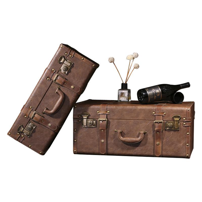 欧式手提箱覆古皮箱家居旅行箱婚纱摄影道具陈列实木收纳箱行李箱