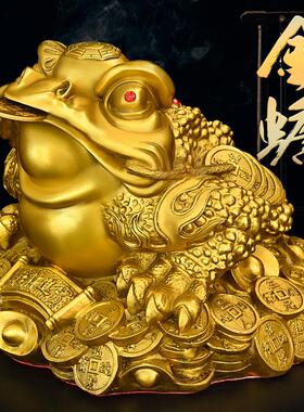 铜金蟾摆件纯铜招财金蝉店铺前台旺财三足蟾蜍开业礼品全铜元宝蟾