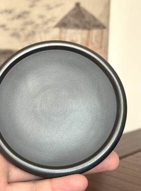 宜兴紫砂朱永良全手工制作光素杯垫壶承茶托高纯度玄铁石黄10cm
