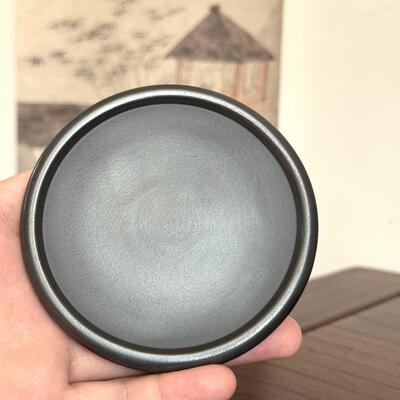 宜兴紫砂朱永良全手工制作光素杯垫壶承茶托高纯度玄铁石黄10cm