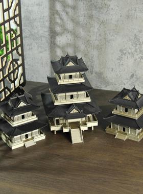 楼阁高楼古风建筑鱼缸假山盆景微景观造景装饰家居水陆缸摆件模型