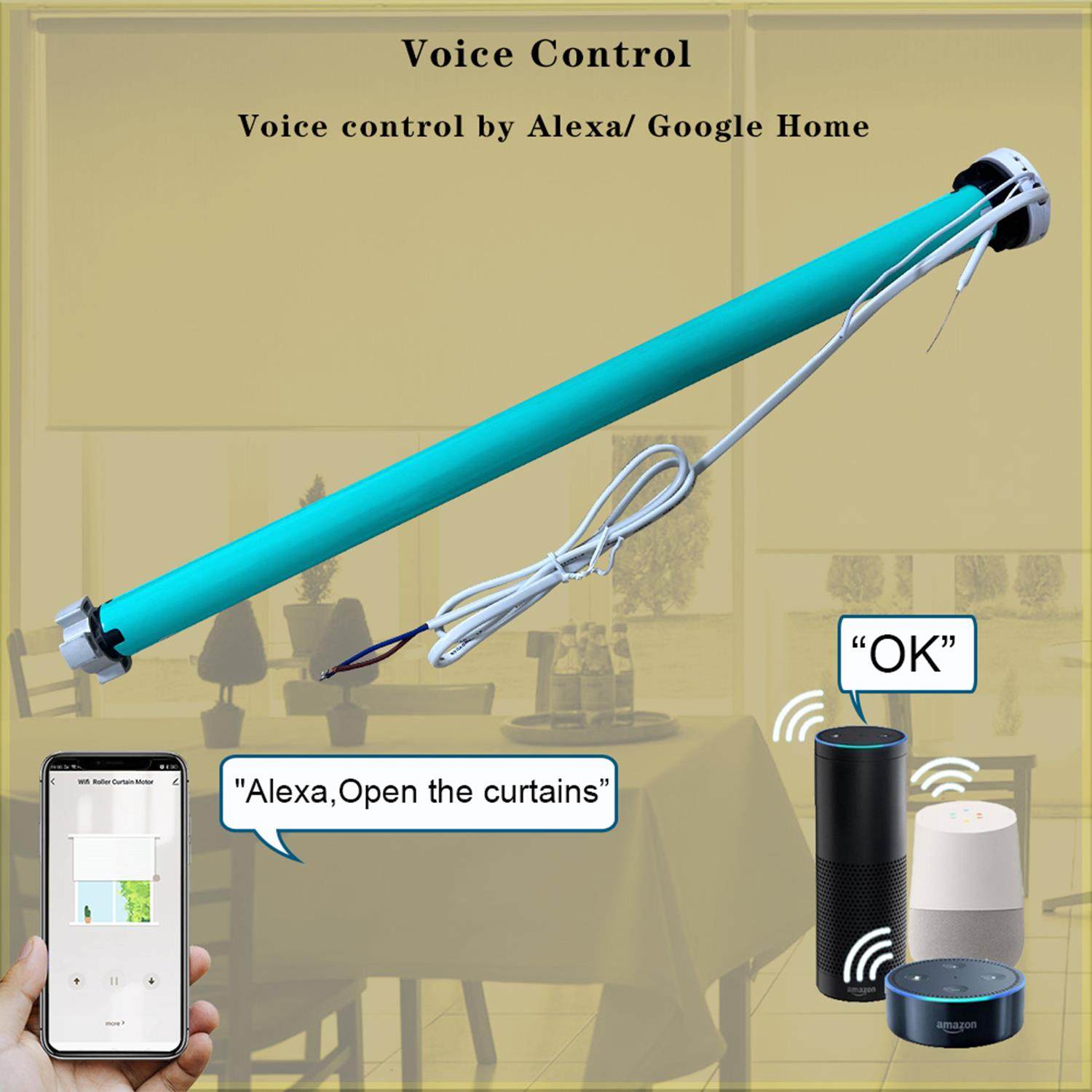 图雅智能1.3Nm电动卷帘门电机适用于铝管卷帘门电机，支持语音控