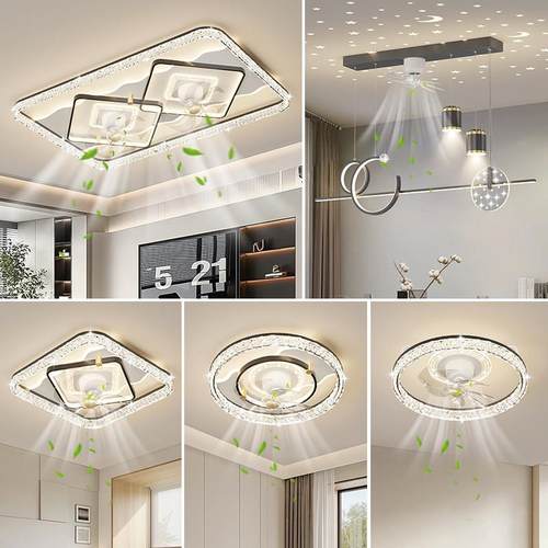 北欧客厅吊扇灯2025新款全光谱灯具现代简约家用饭厅卧室吸顶护眼