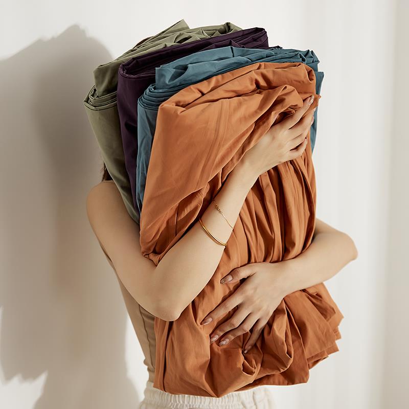 100支加厚磨毛丨100%纯棉床单 新疆长绒棉单件被单 纯色贡缎