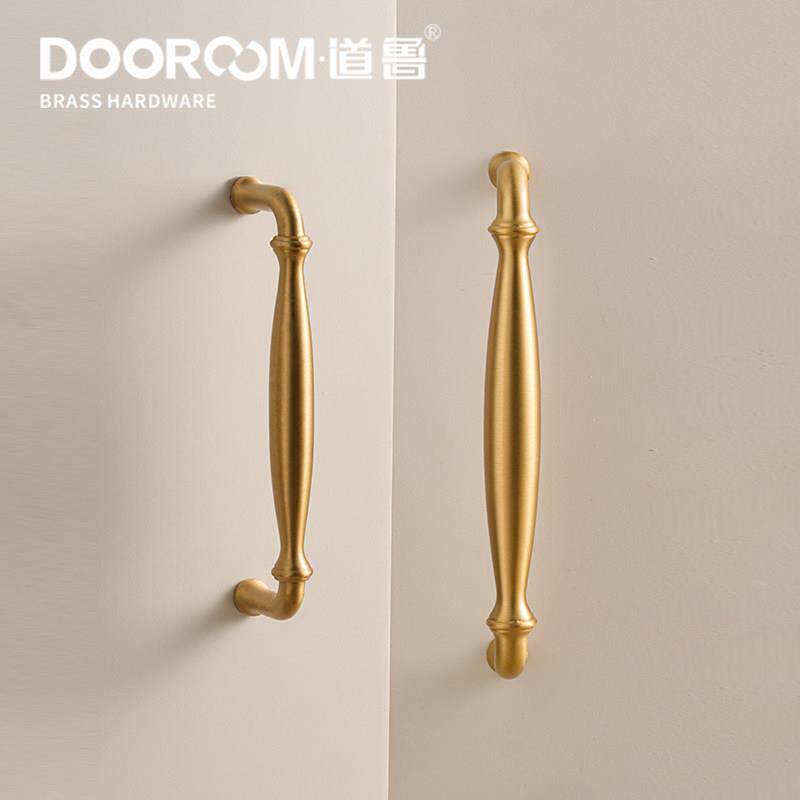 道鲁新款海伦端庄实心黄铜新古典田园简欧金色抽屉衣柜门拉手铜