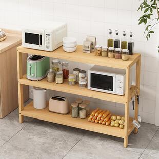 实木厨房多功能置物架落地多层家用放微波炉烤箱锅架夹缝收纳层架