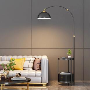 客厅钓鱼灯落地灯沙发边几摆件北欧设计感轻奢卧室床头柜一体台灯