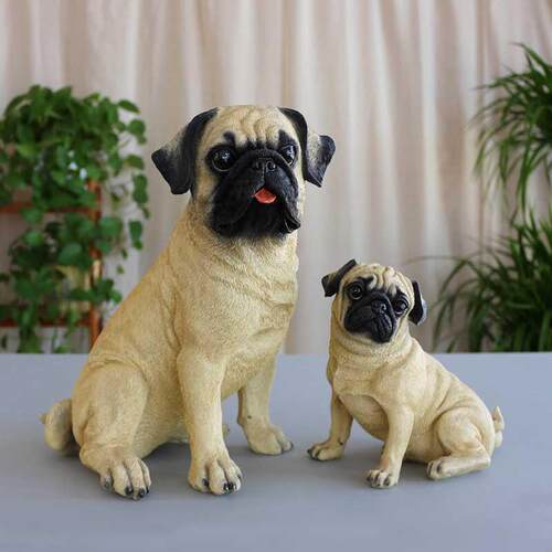 客厅狗摆件彷真巴哥犬模型电视柜装饰品哈巴狗雕塑桌面摆设八哥