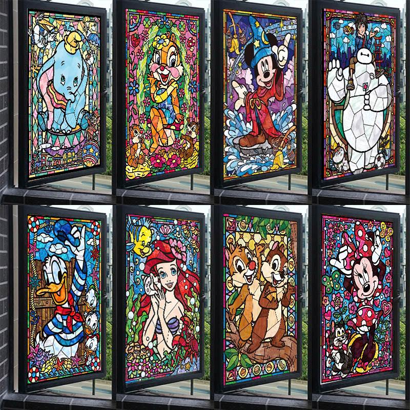 覆古教堂彩色玻璃贴纸静电磨砂玻璃贴膜镜子卫生间欧式窗户花贴纸