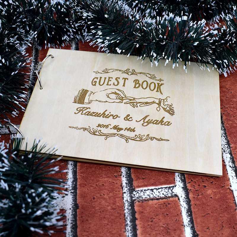木质婚礼婚庆宾客签到本留言薄木制雕刻礼金薄guest book