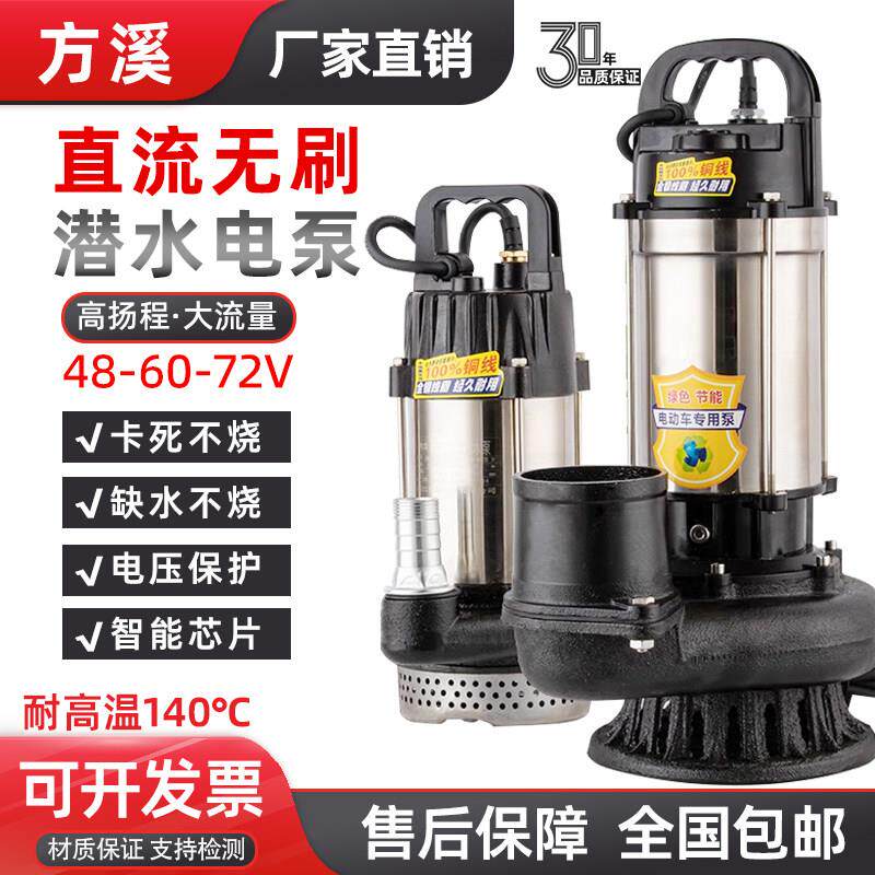 大流量无刷直流潜水泵48v60v72V浇菜3寸4寸小型电动车抽水泵