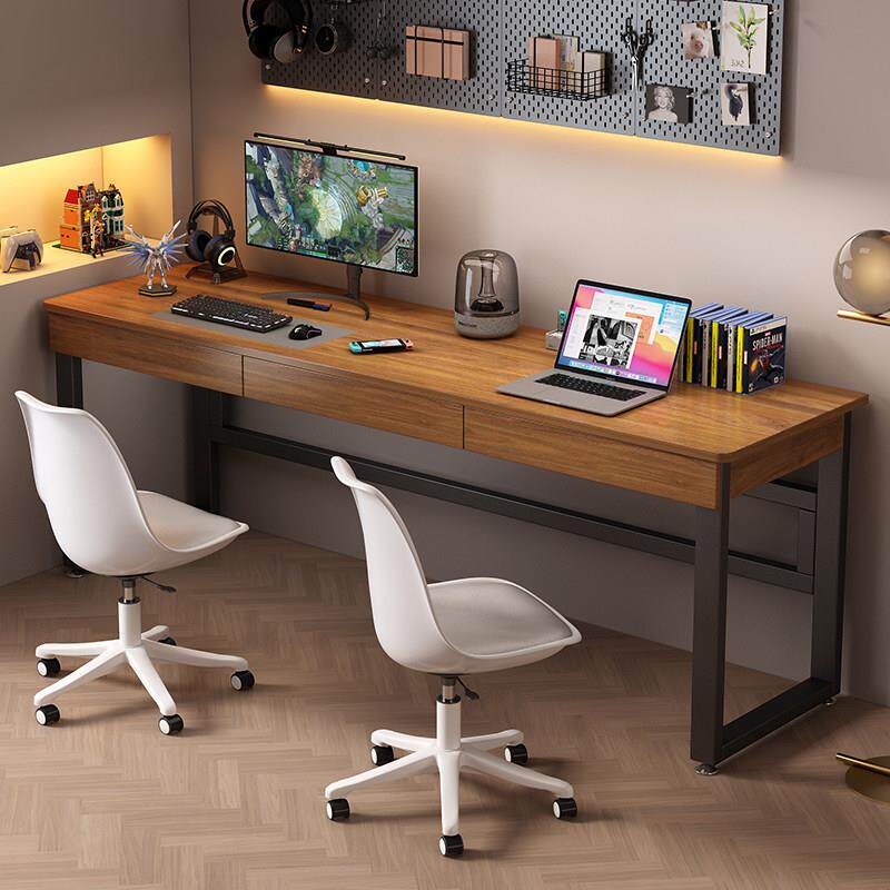 电脑桌台式书桌学生家用带抽屉小户型床边桌可定制加宽实木电竞桌
