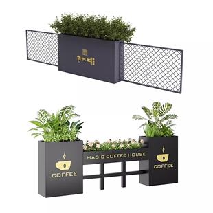 户外花箱定制商业街咖啡馆铁艺花盆长方形花盆隔断围栏花坛花槽