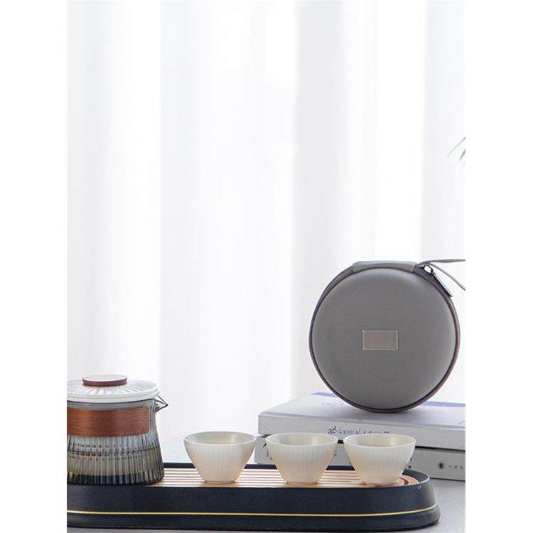 月窑记玻璃旅行白瓷茶具套装户外便携包快客杯露营旅游小型茶盘,餐饮具,旅行茶具,淘宝优惠券,粉丝福利购,淘宝优惠卷