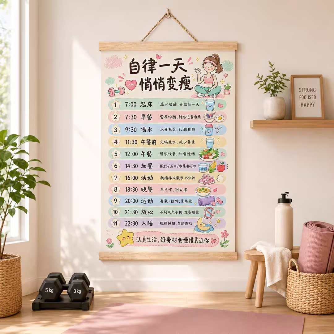 减脂自律励志装饰画电表箱遮挡