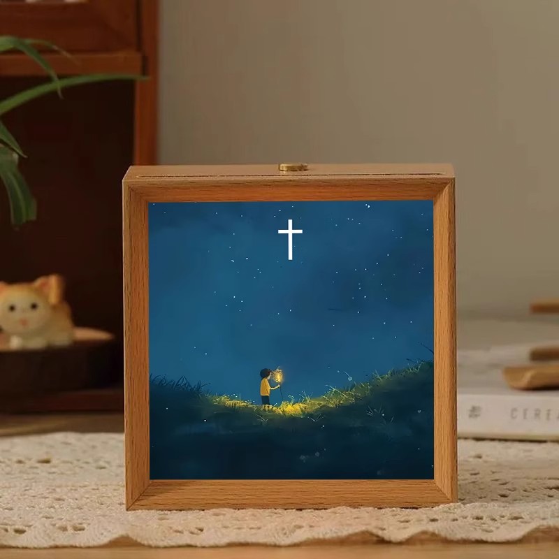 十字架相框摆件小夜灯氛围感客厅发光如星装饰摆台送朋友创意礼物