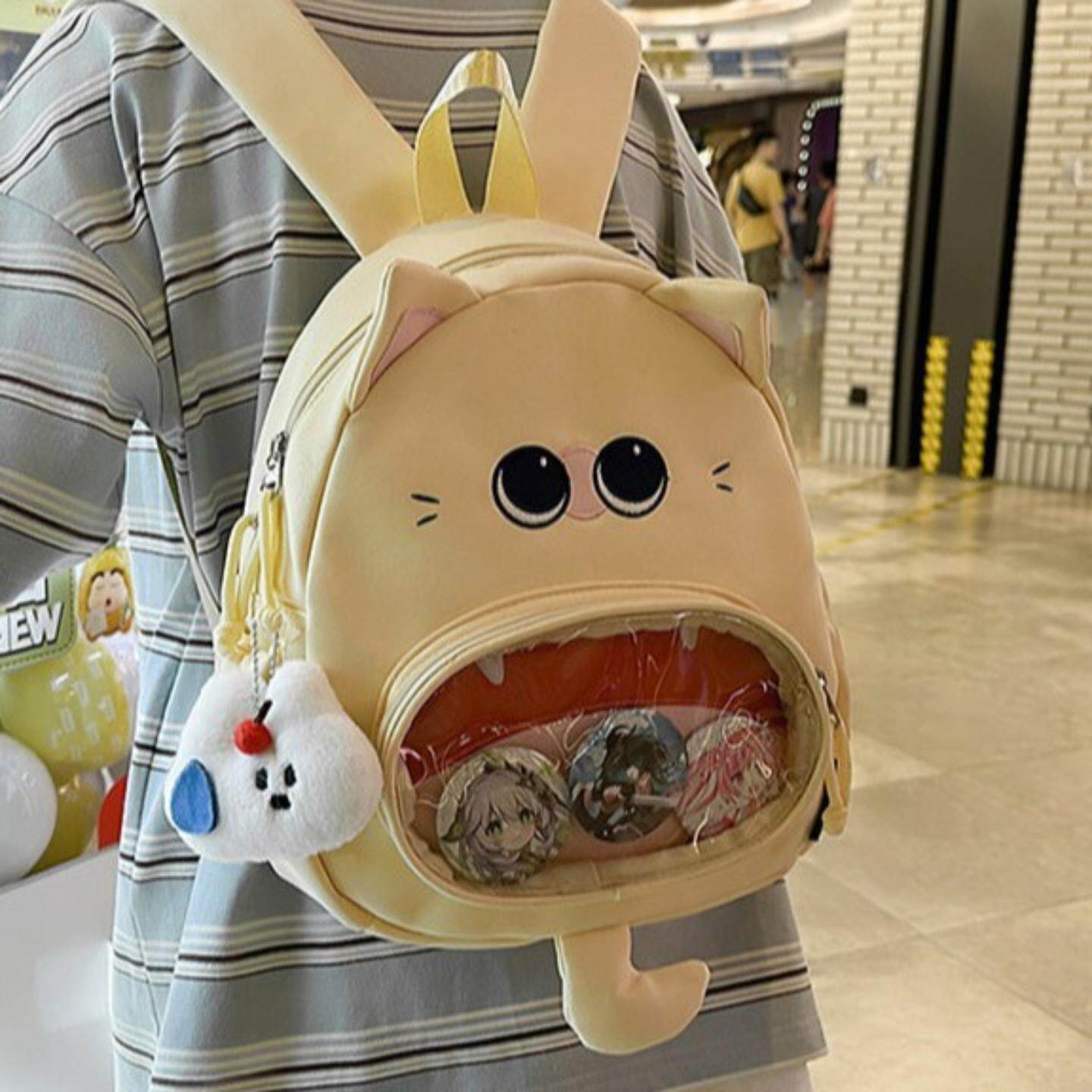 可爱ins风 卡通暹罗猫书包女出游百搭学生休闲双肩包通勤上班背包