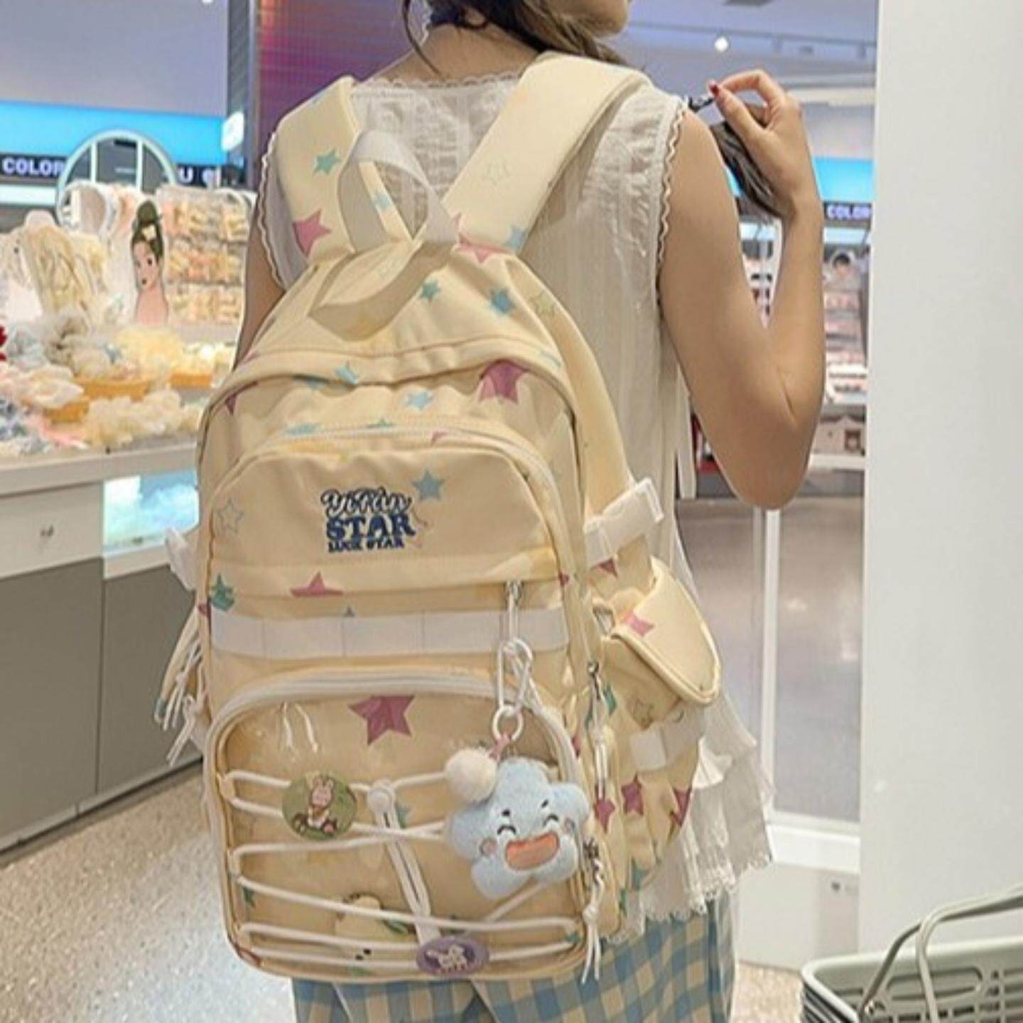 学院风女新款日系ins可爱吧唧痛包大容量背包初中生书包潮双肩包