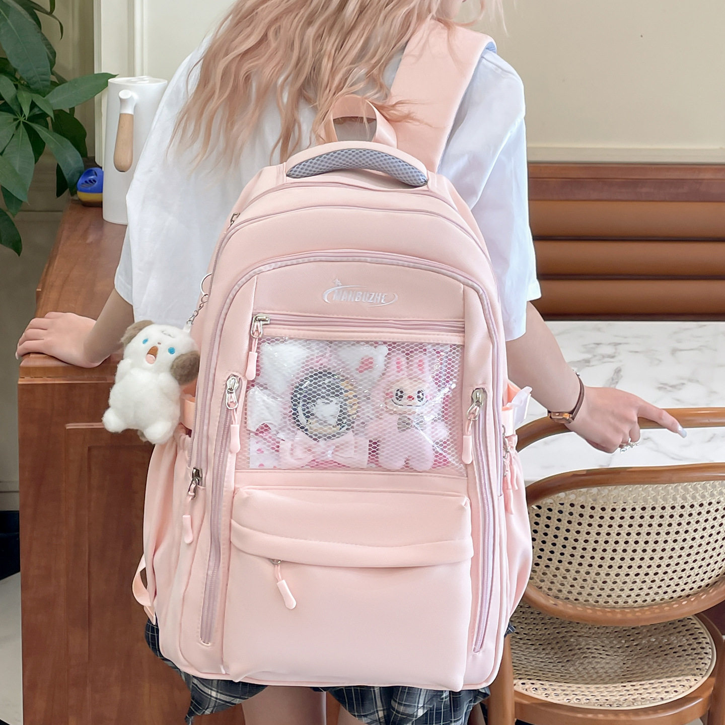 新款书包女韩系ins学院风撞色高颜值初高中学生大容量轻便双肩包