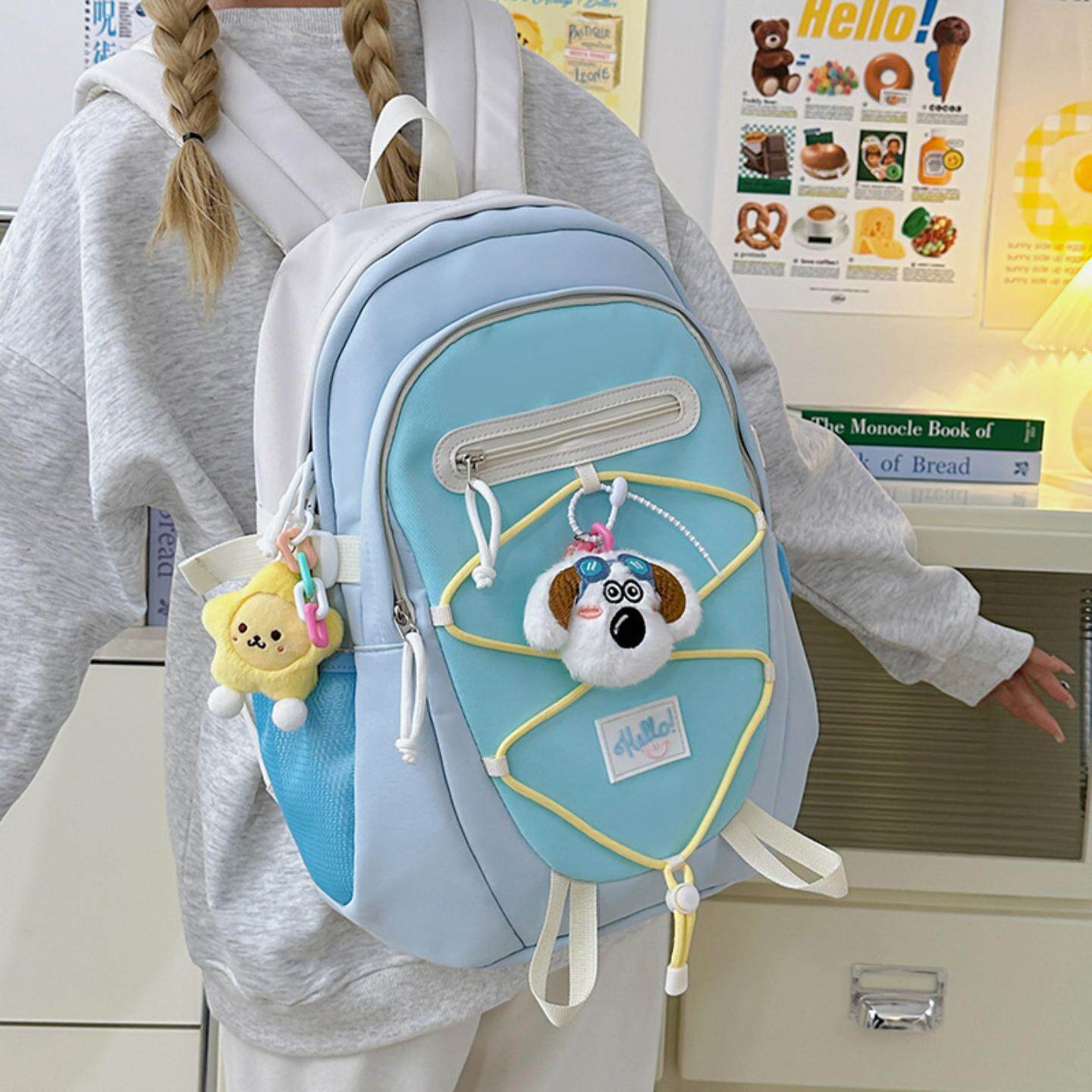 双肩包轻便小众设计简约字母初高中大学生书包户外小清新双肩背包