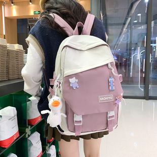 高颜值书包简约大容量大学生女高中生电脑背包小众原宿风男双肩包