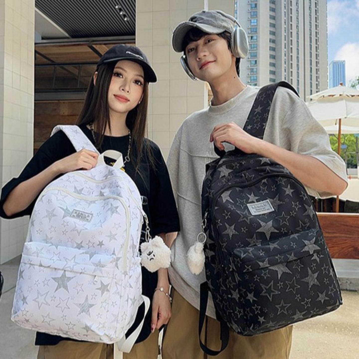 日系书包女生初中生可爱星星双肩包大容量休闲男大学生旅行背包潮