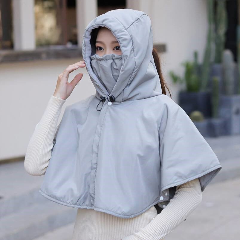 帽子女冬季电动车防风防寒披肩一体帽冬棉帽头套冬天骑车保暖神器