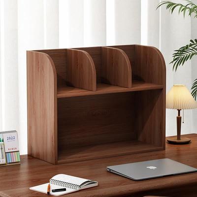 实木书架双层桌面书本置物架儿童书桌学习桌书籍整理架书立架