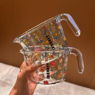 法式 紫茉玫瑰家用可加热量杯厨房烘焙工具食品级刻度打蛋牛奶杯子