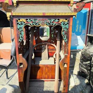 新款轿子旧花轿中式实木抬轿彷古马车轿车怀旧覆古民俗老物件私聊